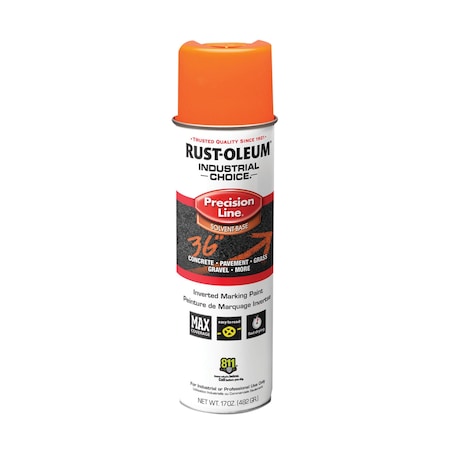 Rust-Oleum Industrial Choice M1600 System Solvent-Based Precision Line Marking Paint, 17 oz Aerosol Can, 12PK 203027V